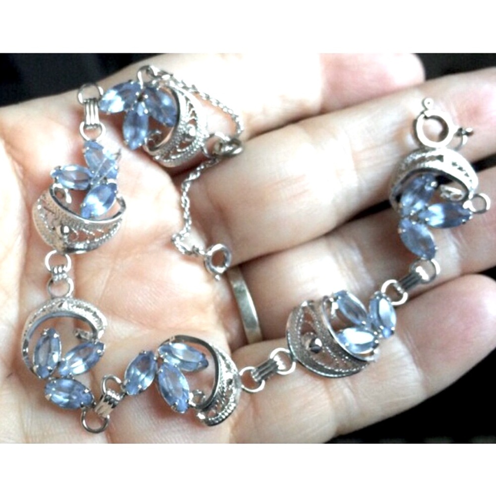 Mid century Blue Topaz sterling silver